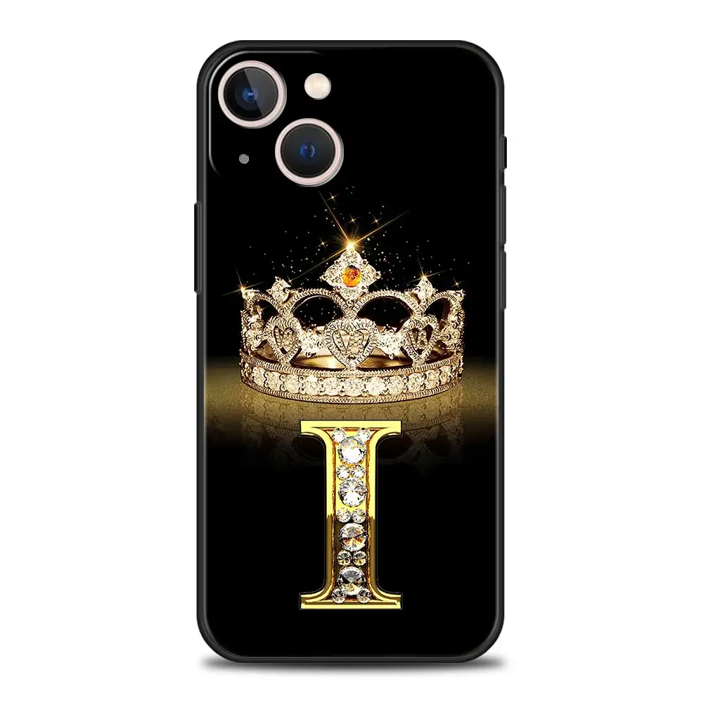 Funda de teléfono de lujo para Apple iPhone, 11, 15, 14 Pro MAX, 12, 13, 7, 8 Plus, X, XR, XS, MAX, SE, Letra de corona de diamante, 26 letras - imagen 2