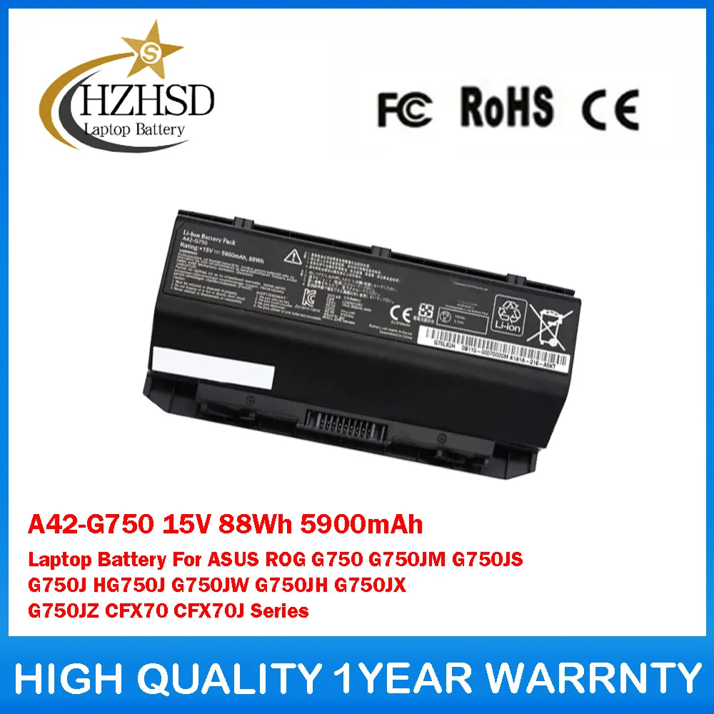 A42-G750 15V 88Wh 5900mAh batería del ordenador portátil para ASUS ROG G750 G750JM G750JS G750J HG750J G750JW G750JH G750JX G750JZ CFX70 CFX70J
