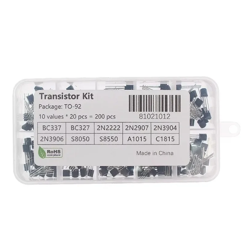 50-900 Uds Kit de transistores PNP NPN A1015 S8050 S8550 S9012 C1815 MJE13001 2N3904 2N3906 BC327 BC337 BC517 BC547 BC548 BC549 BC558 - imagen 3