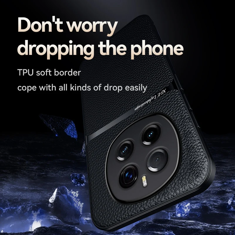 Para Honor Magic 7 7 Pro funda ELVEV funda protectora Campera de cuero de calidad ultrafina apta con soporte magnético para teléfono de coche - imagen 3