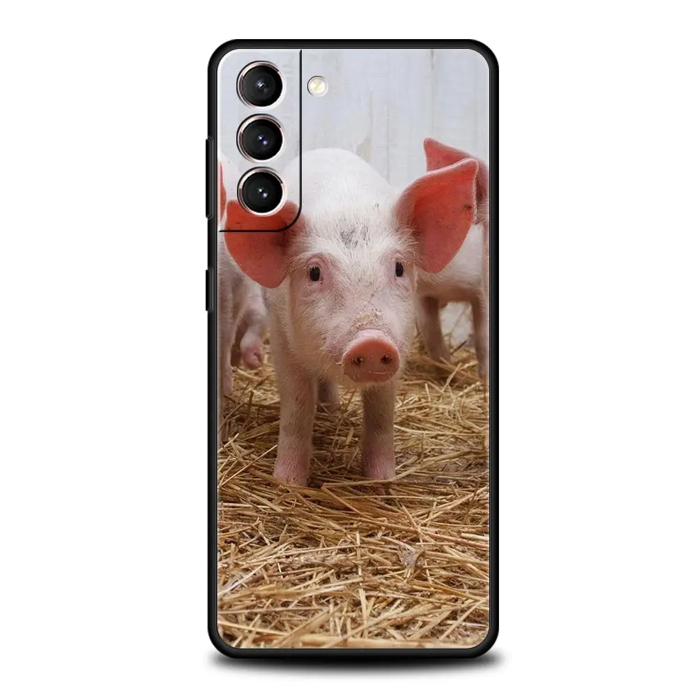 Funda de teléfono con pequeño cerdo rosa para Samsung Galaxy S24 S23 S22 S20 Ultra S21 FE 5G S10 S9 Plus S10E S8 funda de silicona suave - imagen 2