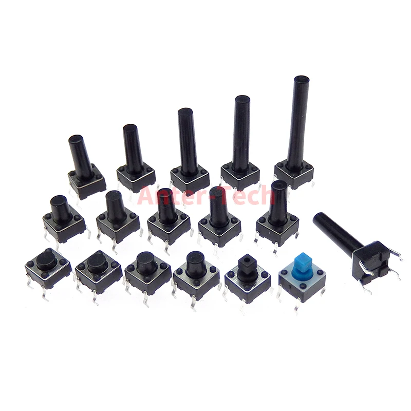 50 Uds DIP 6*6*4,3mm 5mm 6 7 8 9 10 11 12 13 14 15 16 17 6X6 4 pines táctil botón Micro interruptor interruptores DIP de reinicio automático - imagen 2