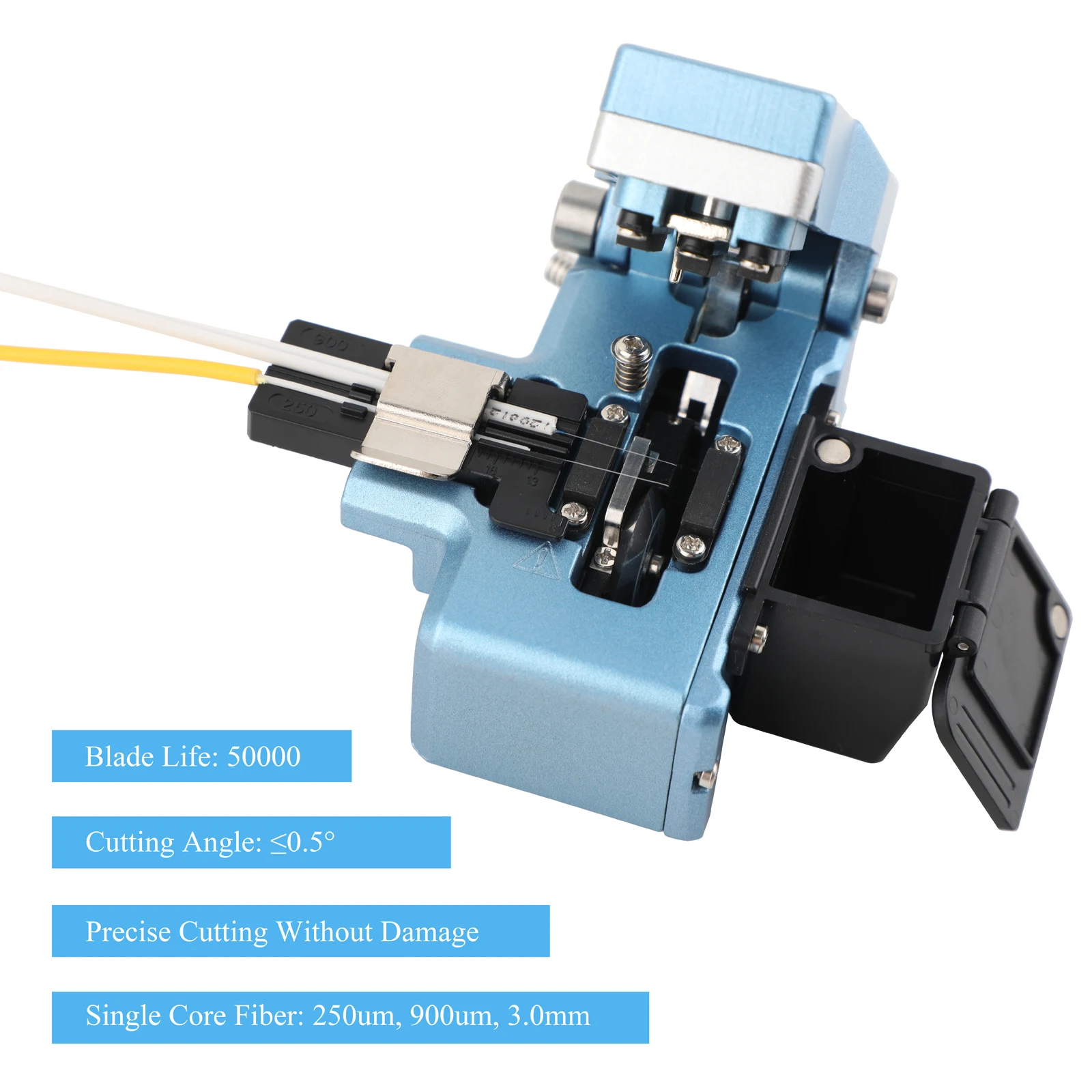 Kit de cuchilla de fibra óptica de un solo paso de alta precisión US/DE, cuchilla de fibra óptica FTTT para fibra de 0,25/0,9/3,0mm + caja de recolección de residuos - imagen 2