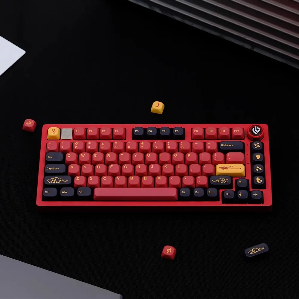 130 teclas/juego de teclas coreanas PBT KOA perfil GMK teclas samurái rojas para teclado mecánico para interruptor Cherry MX de cinco lados