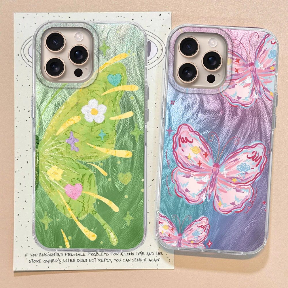 Funda de teléfono de mariposa Multicolor de dibujos animados para Apple iphone 16 15 14 7 8 Plus 13 Pro Max 16e SE 2022 X XS carcasa trasera de silicona - imagen 2