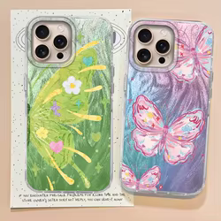 Funda de teléfono de mariposa Multicolor de dibujos animados para Apple iphone 16 15 14 7 8 Plus 13 Pro Max 16e SE 2022 X XS carcasa trasera de silicona
