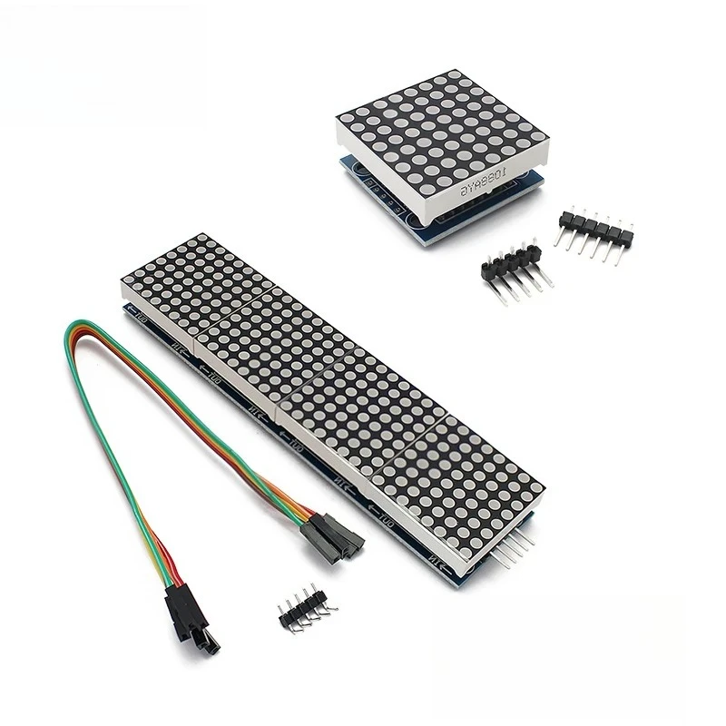 Pantalla LED 4 en 1 módulo de matriz de puntos MAX7219 8*8 cátodo común 5V con cables DuPont Cable rojo/verde para proyectos electrónicos de bricolaje - imagen 2
