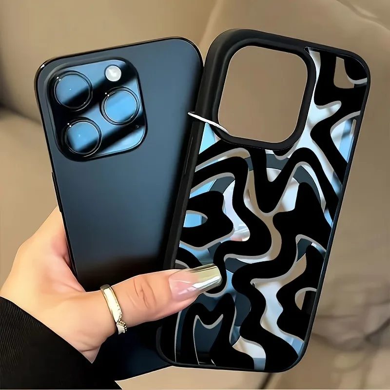 Funda de teléfono con carga inalámbrica a rayas blancas y negras para iPhone 17 16 15 14 13 12 Pro Max 16 Plus 16E Air 11 cubierta magnética
