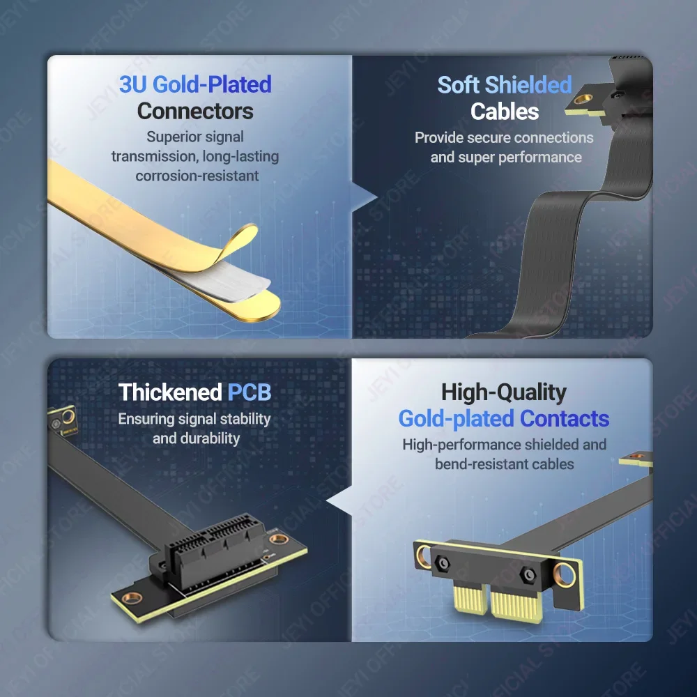 Cable elevador JEYI PCIe 3,0/4,0 X1, 90 °   Cable de extensión PCI Express X1 de ángulo recto para tarjeta WiFi PCIe, adaptador M.2, tarjeta USB PCIe - imagen 4