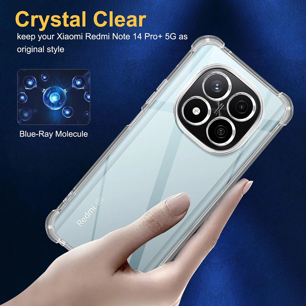 Funda transparente a prueba de golpes con Airbag para Xiaomi Redmi Note 14 Pro + 5G, funda ultrafina transparente para Redmi Note 14 Pro Plus 5G - imagen 4