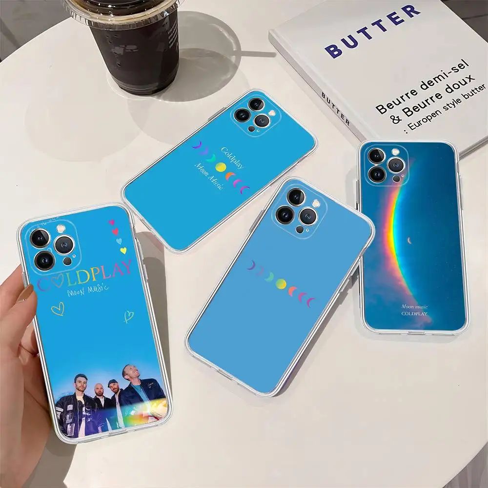 Funda de teléfono transparente con banda Moon Music Coldplay para IPhone 16, 15, 14, 13, 12, 11 Pro Max Plus, funda suave - imagen 4