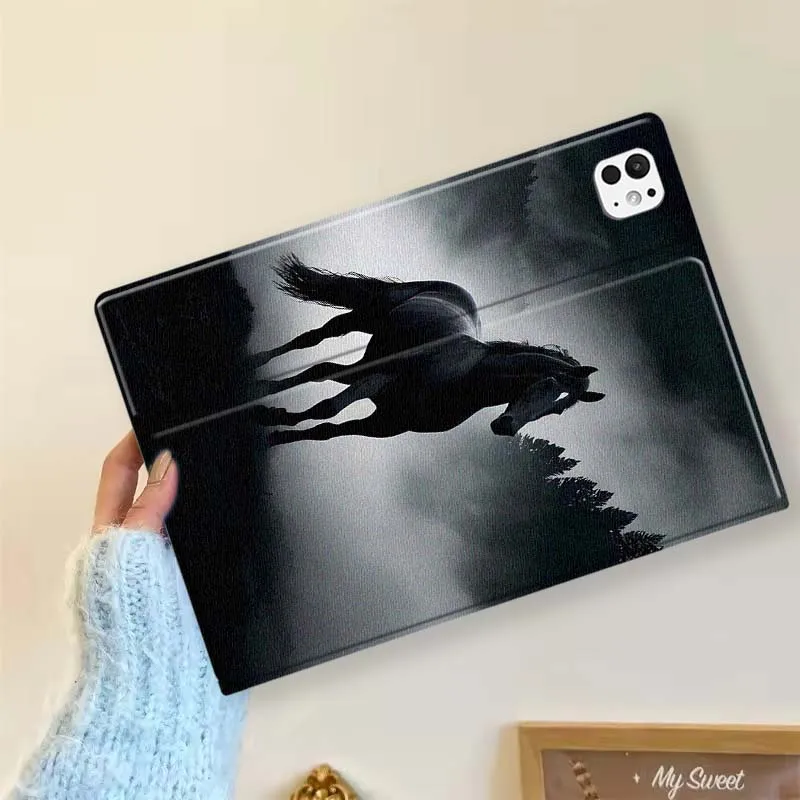 Patrón de arte del caballo oscuro para iPad Pro Mini 1 2 3 4 5 6 7 7ta generación 12,9 10,5 13 11 7,9 8,3 M4 pulgadas funda para tableta - imagen 4