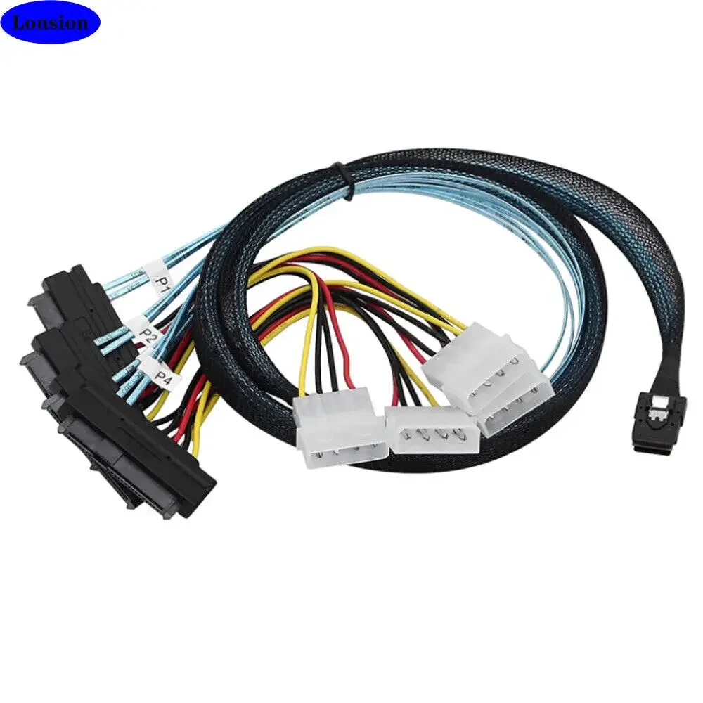 Cable adaptador de servidor MINI SAS SFF-8087 a 4 puertos MINI SAS SFF-8482 con ENERGÍA - imagen 5