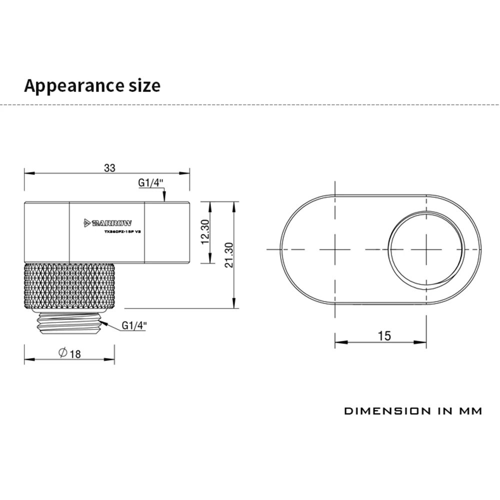 Barrow G1/4 15 mm Adaptador giratorio compensado Accesorio de enfriamiento de agua de cobre 360 °   Conector macho/hembra para construcciones de bucle personalizados antifugas - imagen 2