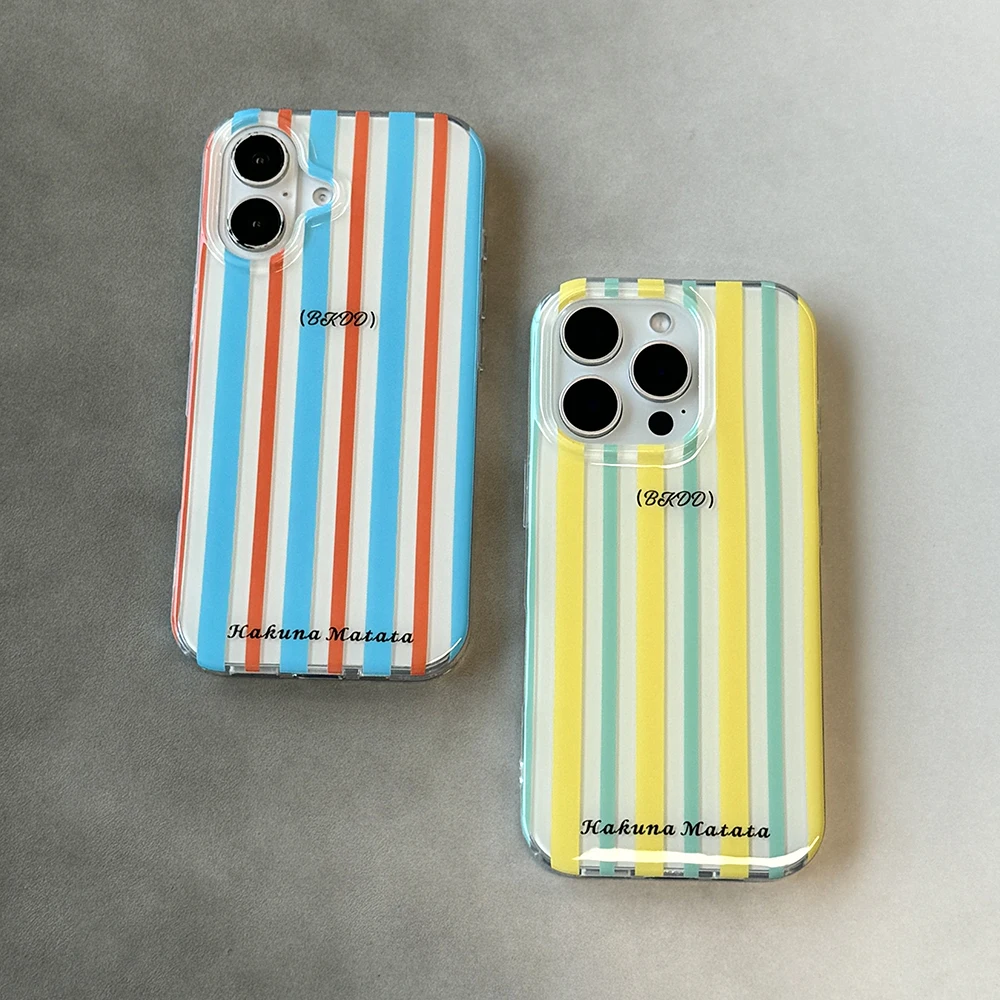 Funda de teléfono con diseño de rayas rojas y azules simples para IPhone 16, 15, 14, 13, Pro Max, Color impactante, funda trasera delgada a prueba de golpes para Iphone 13, - imagen 2