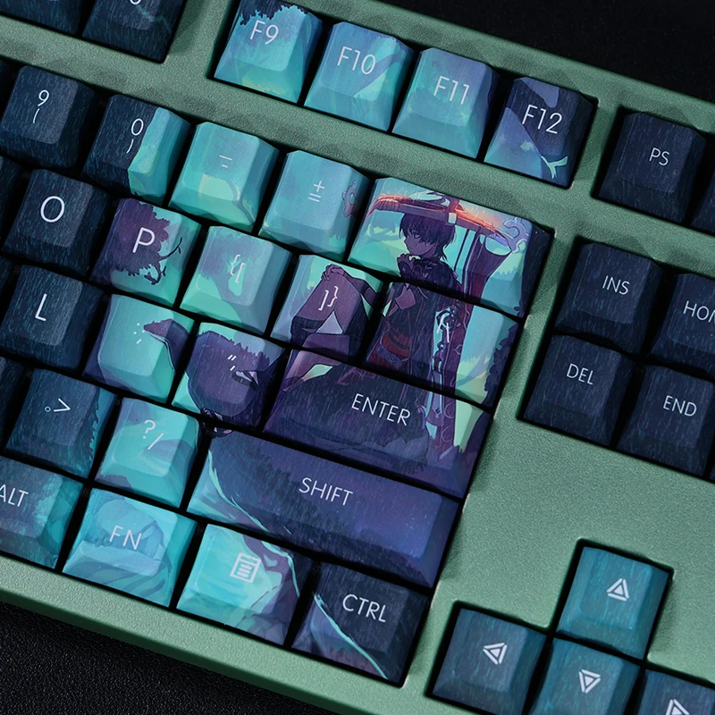 Juego de 108 teclas PBT Dye Subbed, dibujos animados, Anime, Gaming Key Caps, Cherry Profile Keycap para Genshin Impact Kunikuzushi - imagen 2