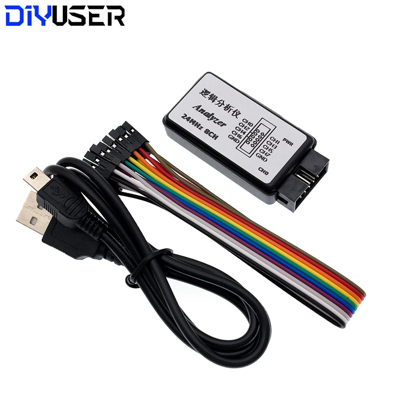 DIYUSER analizador lógico USB 24MHz 8 canales 24M/segundos analizador lógico depurador para ARM FPGA analizador lógico 24M 8CH - imagen 2