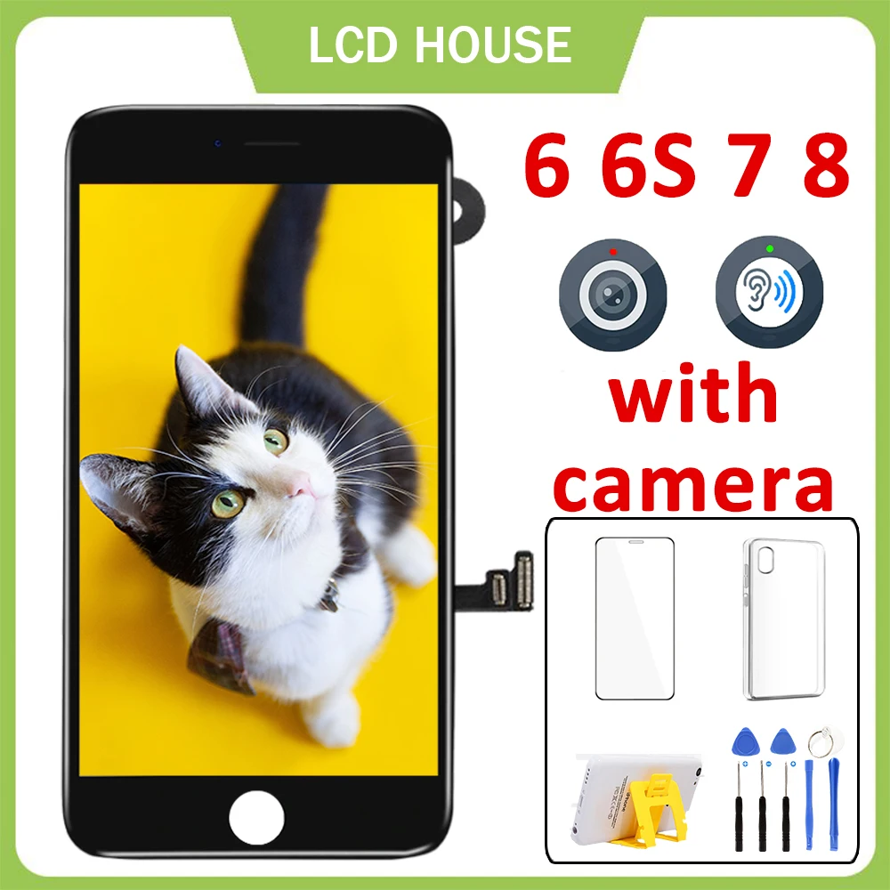 Pantalla LCD para iPhone 7, 8 Plus 6, 6S, 5S, 7P, 8P, conjunto completo de pantalla de repuesto, montaje de digitalizador de cristal táctil, cámara frontal y altavoz para la oreja - imagen 2