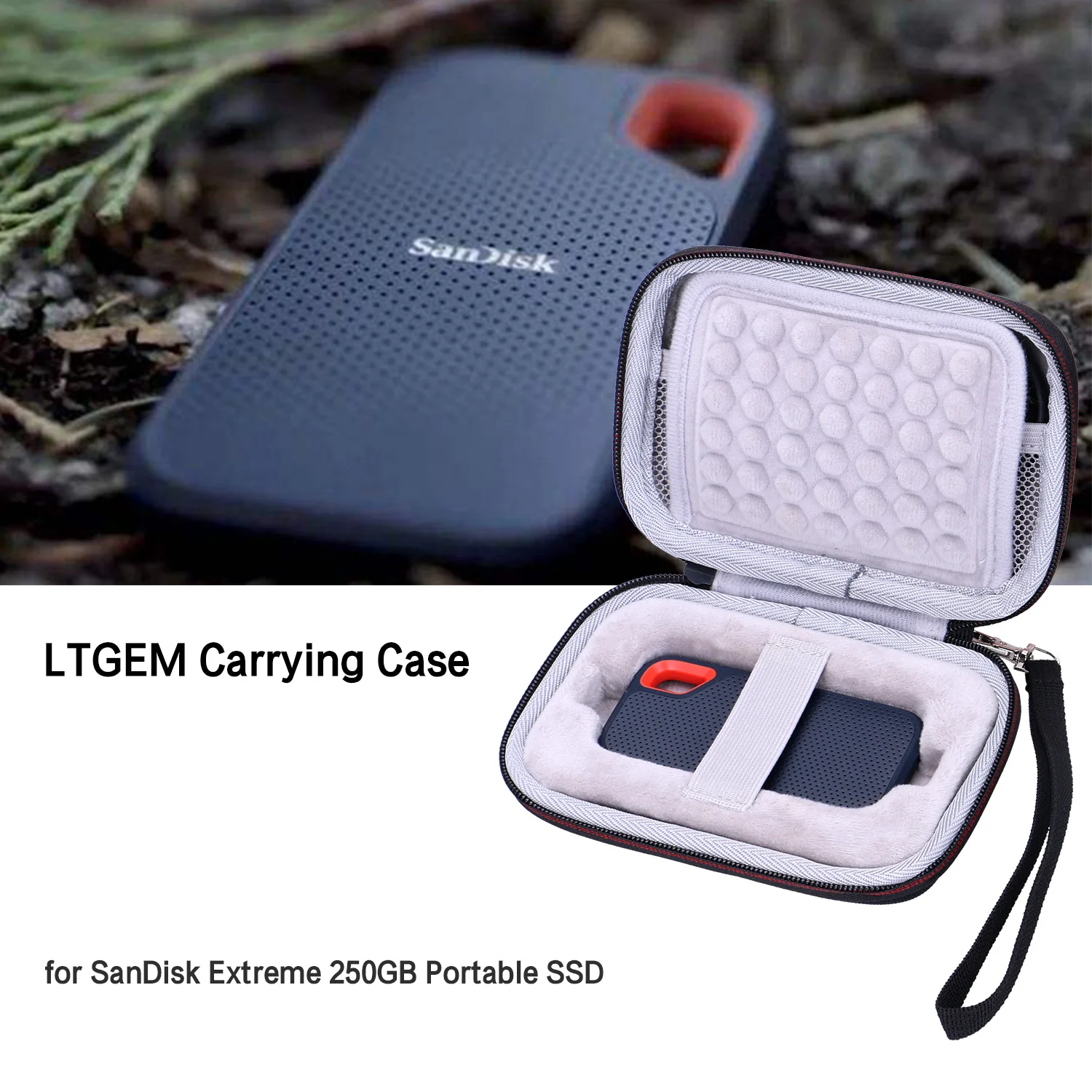 Funda SSD portátil para SanDisk Extreme 250GB SSD portátil SDSSDE60 bolsa de transporte de almacenamiento para accesorios de disco duro (solo bolsa) - imagen 3