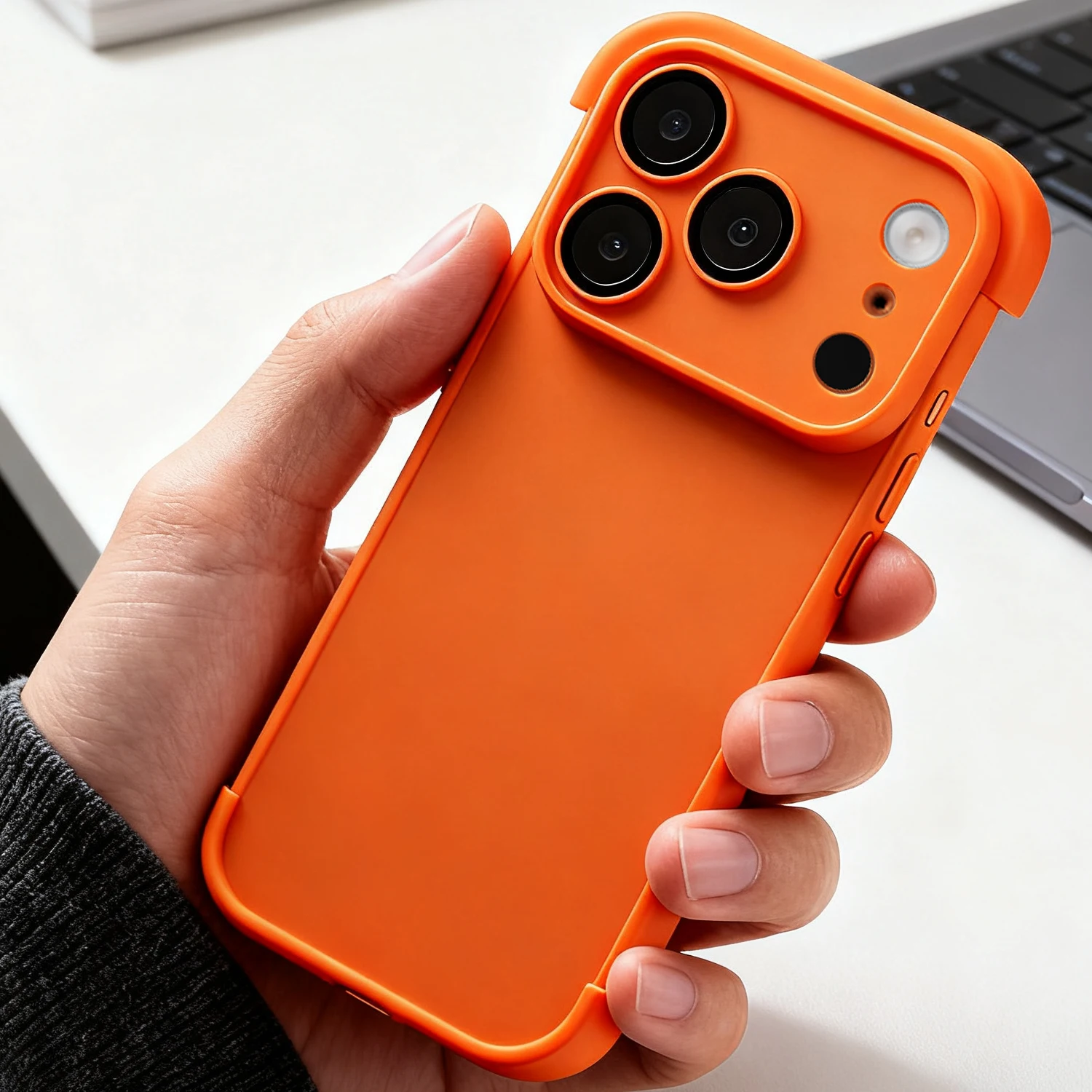Protector de lente de cámara naranja de lujo, funda protectora de cuatro errores para iPhone 17 Pro Max 17Pro 17Air, cubierta trasera sin marco a prueba de golpes - imagen 2
