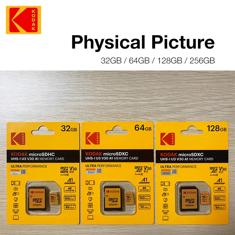 Tarjeta de memoria Kodak 512GB 256GB 128GB A1 4K tarjeta Micro SD 64GB 32GB U3 SDHC Microsd UHS-I C10 TF Trans Flash Microsd - imagen 5