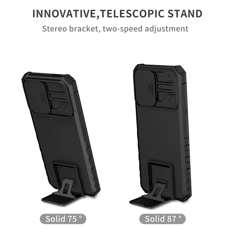 Para Xiaomi Redmi A1 funda protectora de cámara deslizante soporte fundas de teléfono para Redmi A1 A 1 RedmiA1 1A 6,52 armadura contraportada - imagen 2