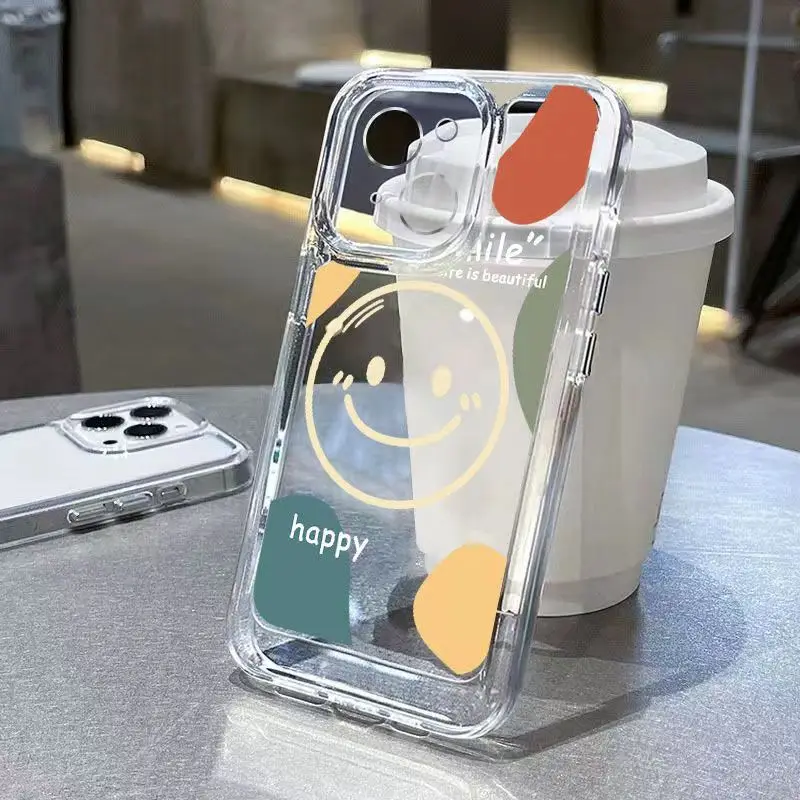 Funda de teléfono transparente suave para Samsung S25 Ultra 5G Galaxy S24 S23 S22 Plus S21 FE A56 A55 A34 A54 A53 Graffiti Smile Face Cover