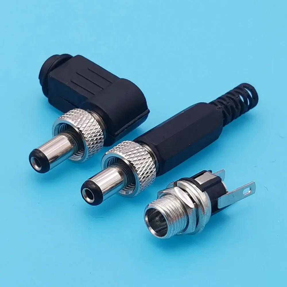 10 Uds 5,5x2,1/5,5x2,5mm enchufe de alimentación CC bloqueable enchufe macho hembra con conector de bloqueo de tuerca de tornillo