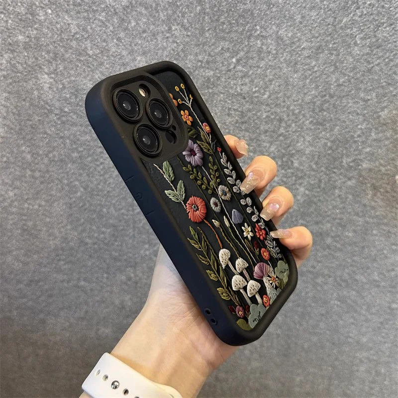 Funda de teléfono con patrón de flores bordadas para Xiaomi Poco X6 X5 X3 F5 F6 M6 X7 Pro Mi 15 14T 14 13T 13 12 11 Lite 4G NE - imagen 3