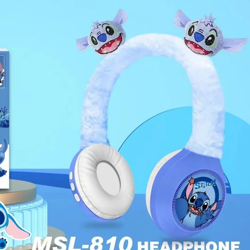 MSL-810 Disney Stitch auriculares inalámbricos Bluetooth MSL-810 auriculares de felpa con sonido estéreo HIFI con micrófono regalos para niños dibujos animados de Anime - imagen 2