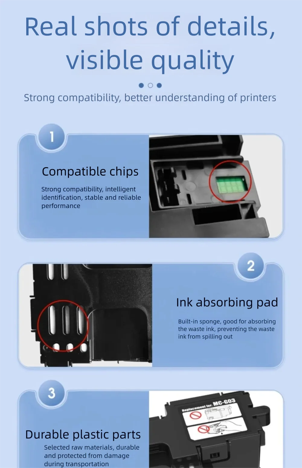 Cartucho de mantenimiento MC-G03 G03 para impresora Canon GX3050 GX3060 GX3070 GX3080 GX3090 GX3091 GX3092 GX3010 GX3020 GX3040 - imagen 3
