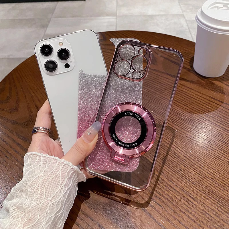 Funda con soporte magnético chapado con purpurina a prueba de golpes para Xiaomi Redmi A5 A4 A3 Pro RedmiA5 A3X Note 14 Turbo 3 4 Pro 5G - imagen 4