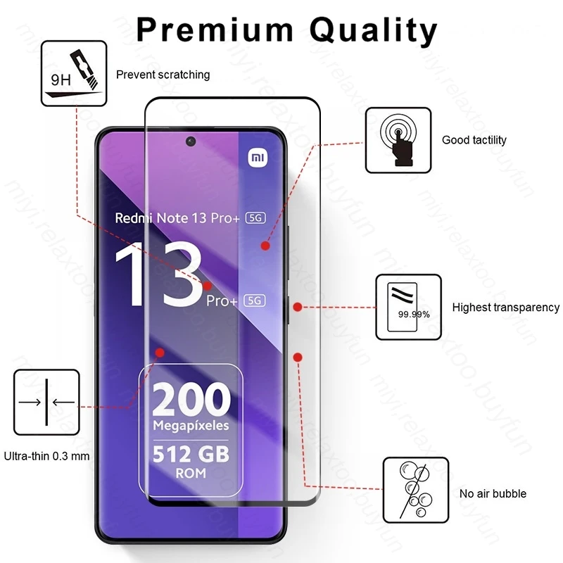 Película protectora de pantalla para lente de cámara, cristal templado 6 en 1 para Xiaomi Redmi Note 13 Pro Plus 5G 4G Pro + - imagen 4