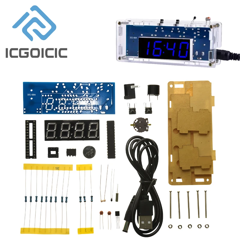 Kit de reloj Digital DIY, pantalla de fecha, semana, alarma de temperatura DS1302, proyecto de soldadura, práctica de aprendizaje, Kit electrónico Diy de soldadura - imagen 4