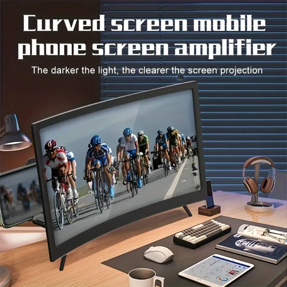 Lupa de pantalla de teléfono móvil, lupa 3D HD, amplificador de pantalla grande de 12 pulgadas, pantalla curva, soporte para amplificador de vídeo para teléfono inteligente - imagen 3