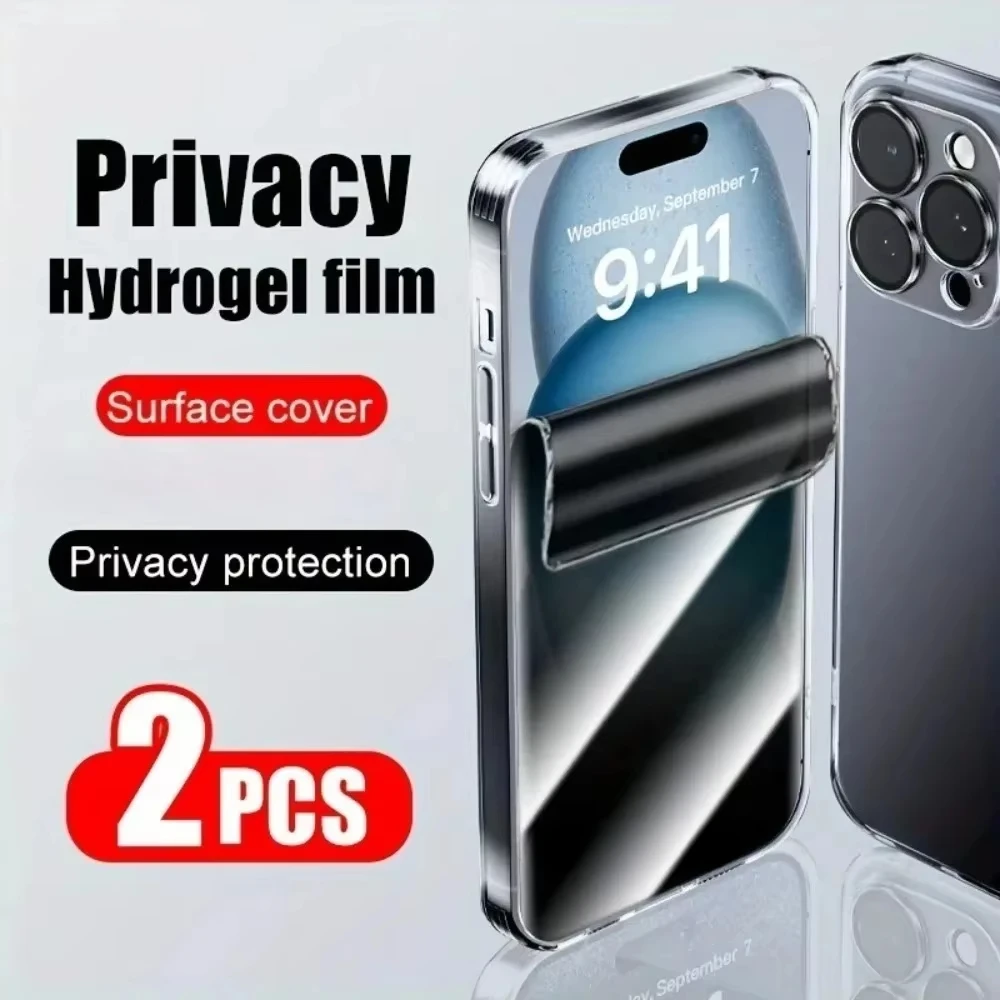 2 uds película de hidrogel antiespía 16 11 12 13 14 15 Pro Max Mini 7 8 Plus Protector de pantalla de privacidad para Iphone XS MAX X XR