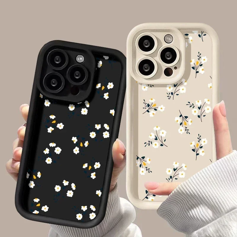 Funda de teléfono con flores florales para iPhone 15 14 Pro Max 11 12 13 Pro Max XS XR X 7 8 Plus cubierta mate suave a prueba de golpes - imagen 2