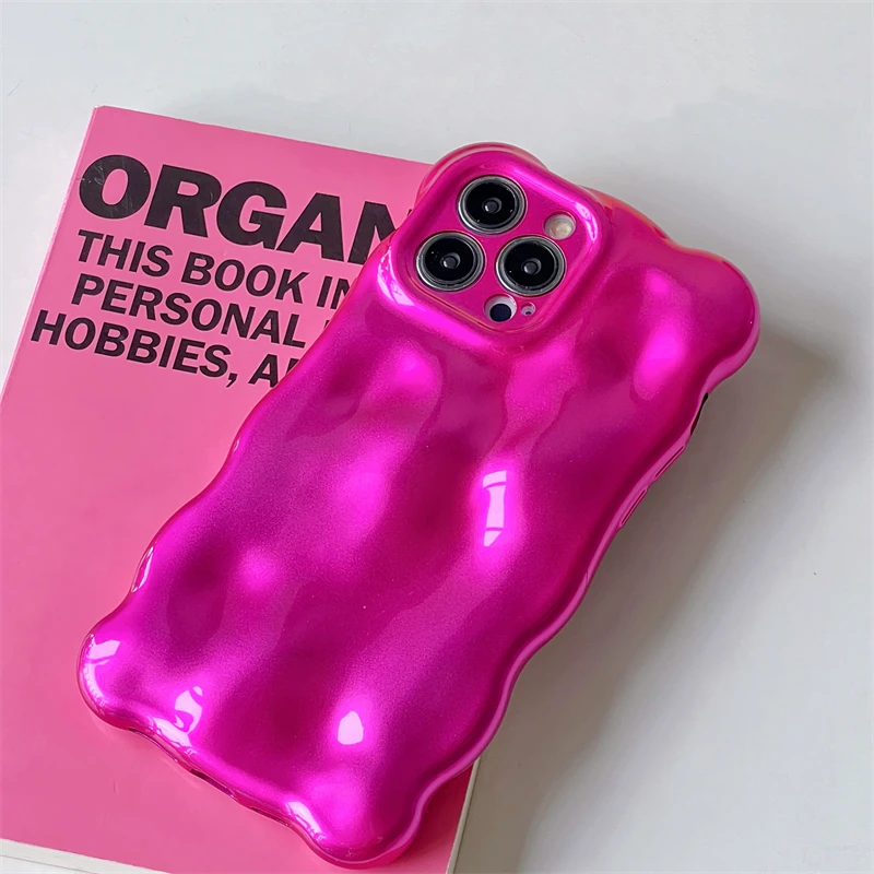 Shine Rose Meteorite Wave Bubble funda de teléfono para iPhone 16 13 14 12 11 15 Plus chicas encantadoras a prueba de golpes cubierta trasera brillante - imagen 5