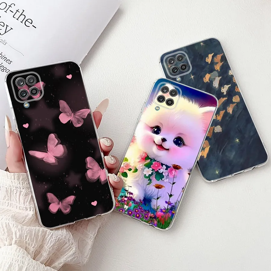 Para Samsung Galaxy A12 M12 F12 A32 4G 5G Funda mariposa flor suave silicona TPU teléfono Funda Shell para SamsungA12 A 32 bolsas de teléfono - imagen 4