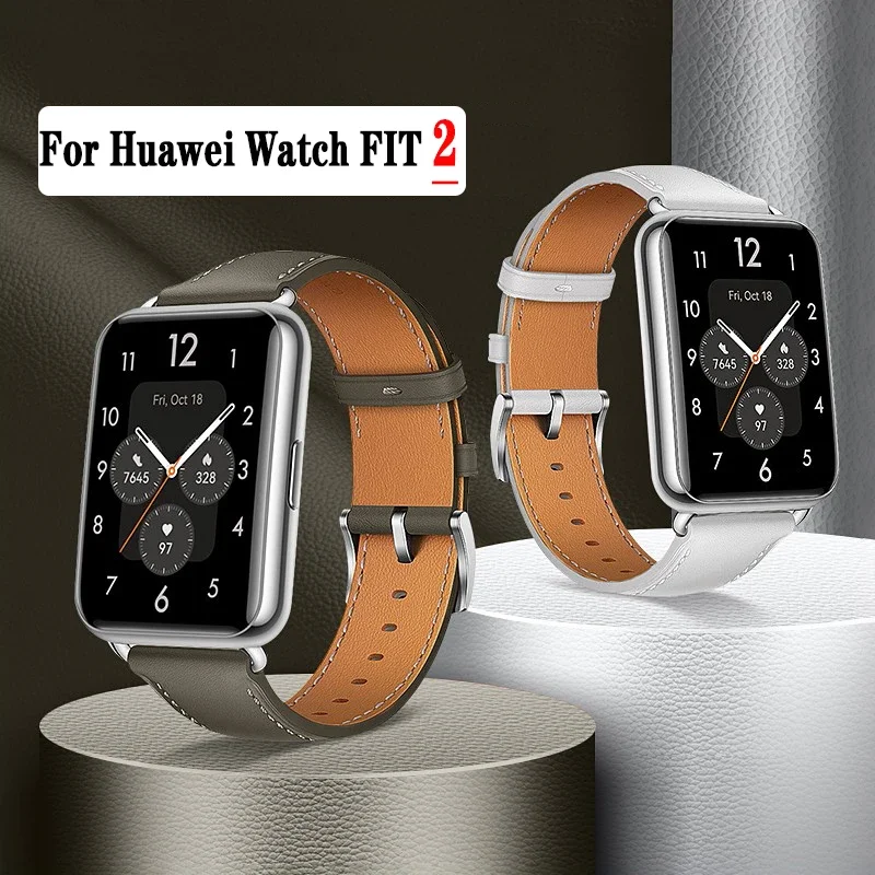 Correa para Huawei Watch Fit 2, repuesto de correa para reloj inteligente, pulsera retro de cuero genuino, accesorios para Huawei Fit2
