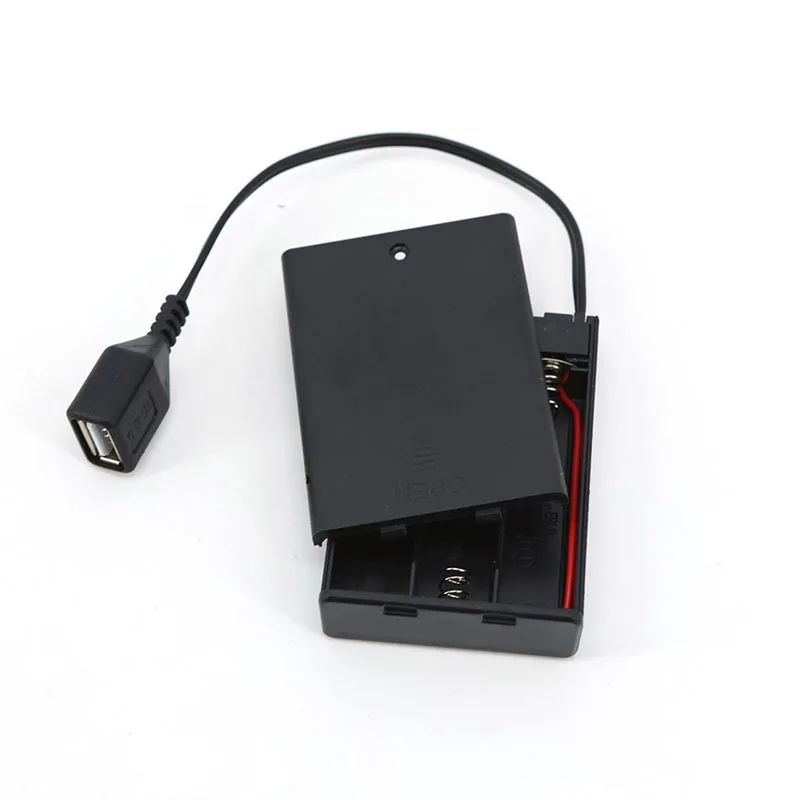 Cubierta de la caja de la batería de 4,5 V 3 * AA con puerto hembra USB de 5v 3xAA para bloques de construcción Kit de luz LED con interruptor de caja 65x45x15mm - imagen 4