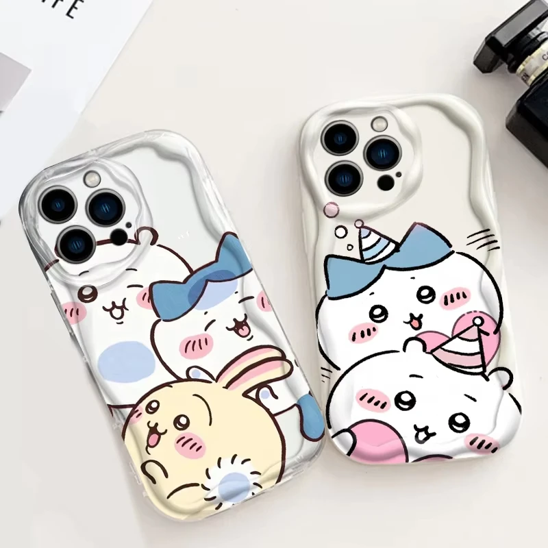 Usagi Chiikawa Hachiware lindo para Apple iPhone 15 14 13 12 11 XS XR X Pro Max Plus onda aceite TPU funda de teléfono - imagen 2