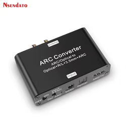 Extractor de audio HDMI ARC a RCA, coaxial, óptico y jack 3,5 mm