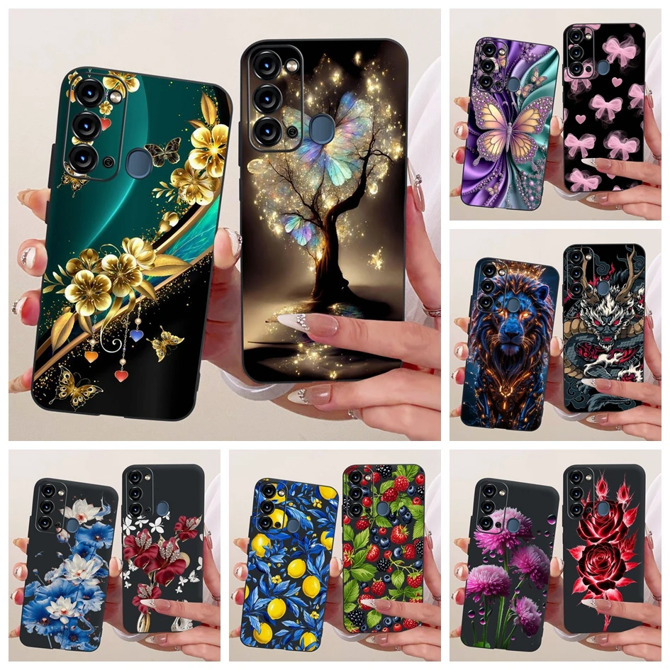 Para Itel Vision 3 Funda de moda con flores pintadas carcasa de silicona suave negro TPU Funda de teléfono para Itel S17 S661W S 17 parachoques P38 Funda