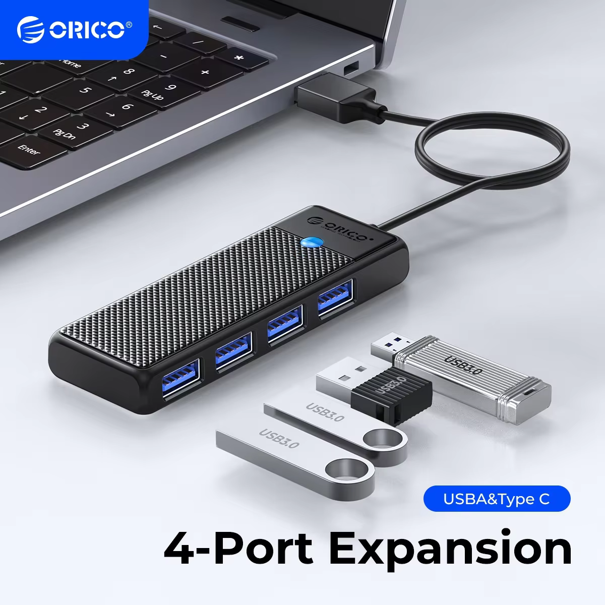 ORICO Concentrador USB 3.0 de 4 Puertos – Hub Tipo C Ultrafino - imagen 4