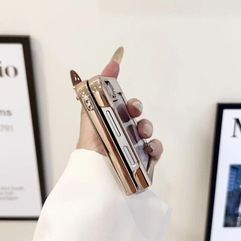 Magsafe-funda de teléfono con borde chapado de Color sólido, carga inalámbrica magnética, de lujo, para Samsung Galaxy Z Filip 6 5 4 3 - imagen 5