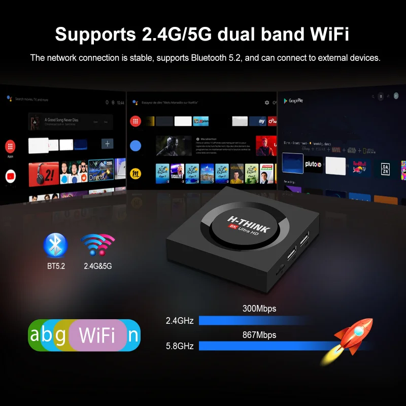 Q96 H-think M100 box WiFi 4G 5G reproductor multimedia remoto por voz BT Android 14 TV Box IPTV 4K 8K Ultra HD HDR10 Allwinner TV box - imagen 3