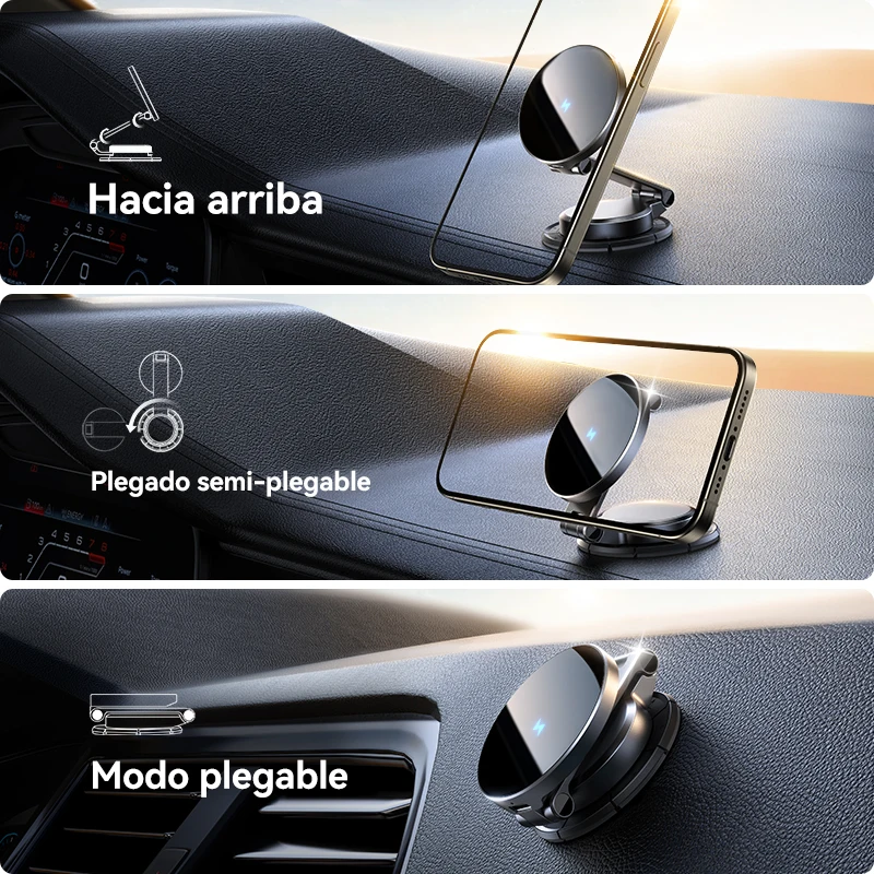 Joyroom Soporte magnético para automóvil N55 Imán fuerte 15W Carga inalámbrica 360 °   Soporte para teléfono plegable con rotación, cargador rápido para coche JR-ZS408 - imagen 5