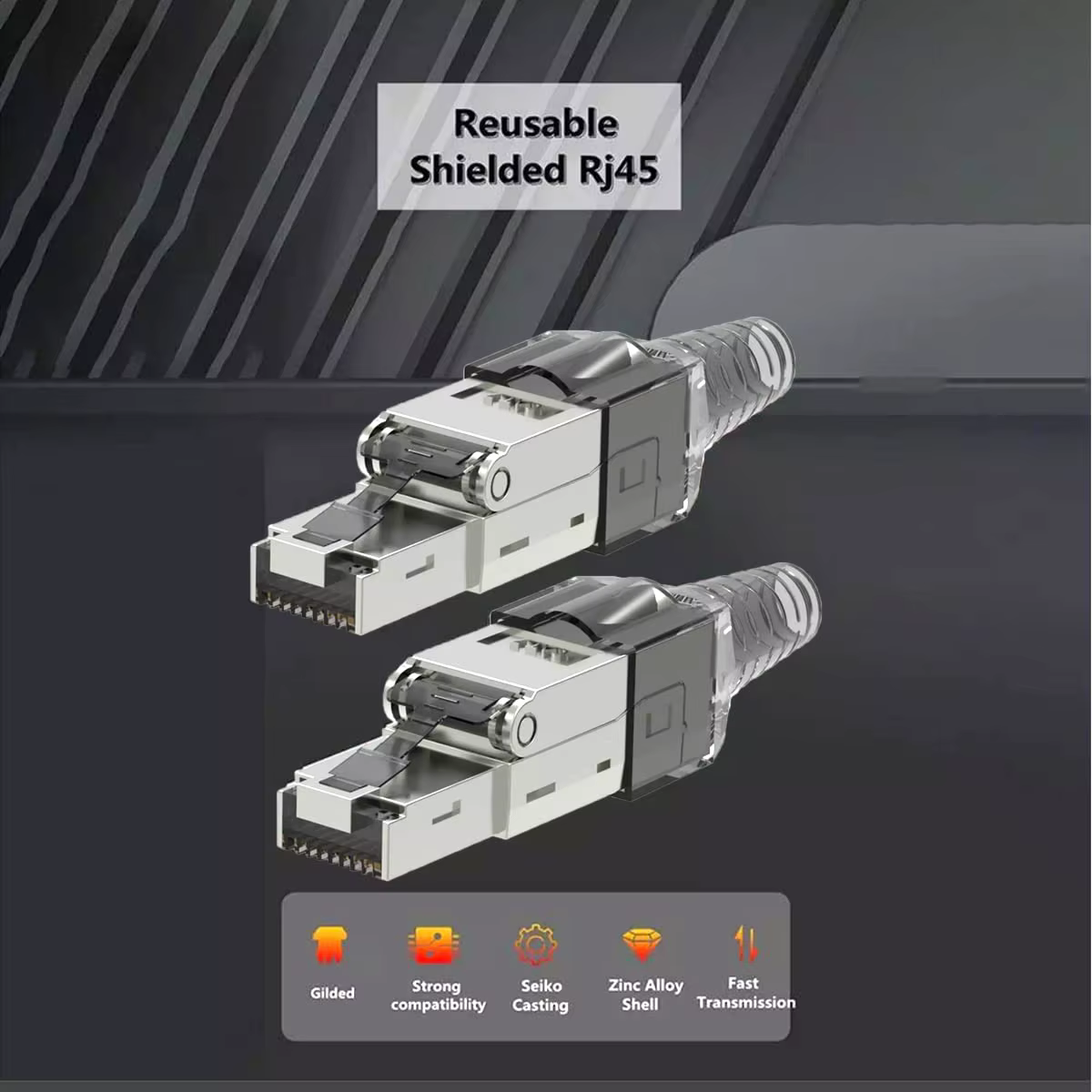 ZoeRax Conector RJ45 Cat8 blindado sin herramientas para SFTP - imagen 3