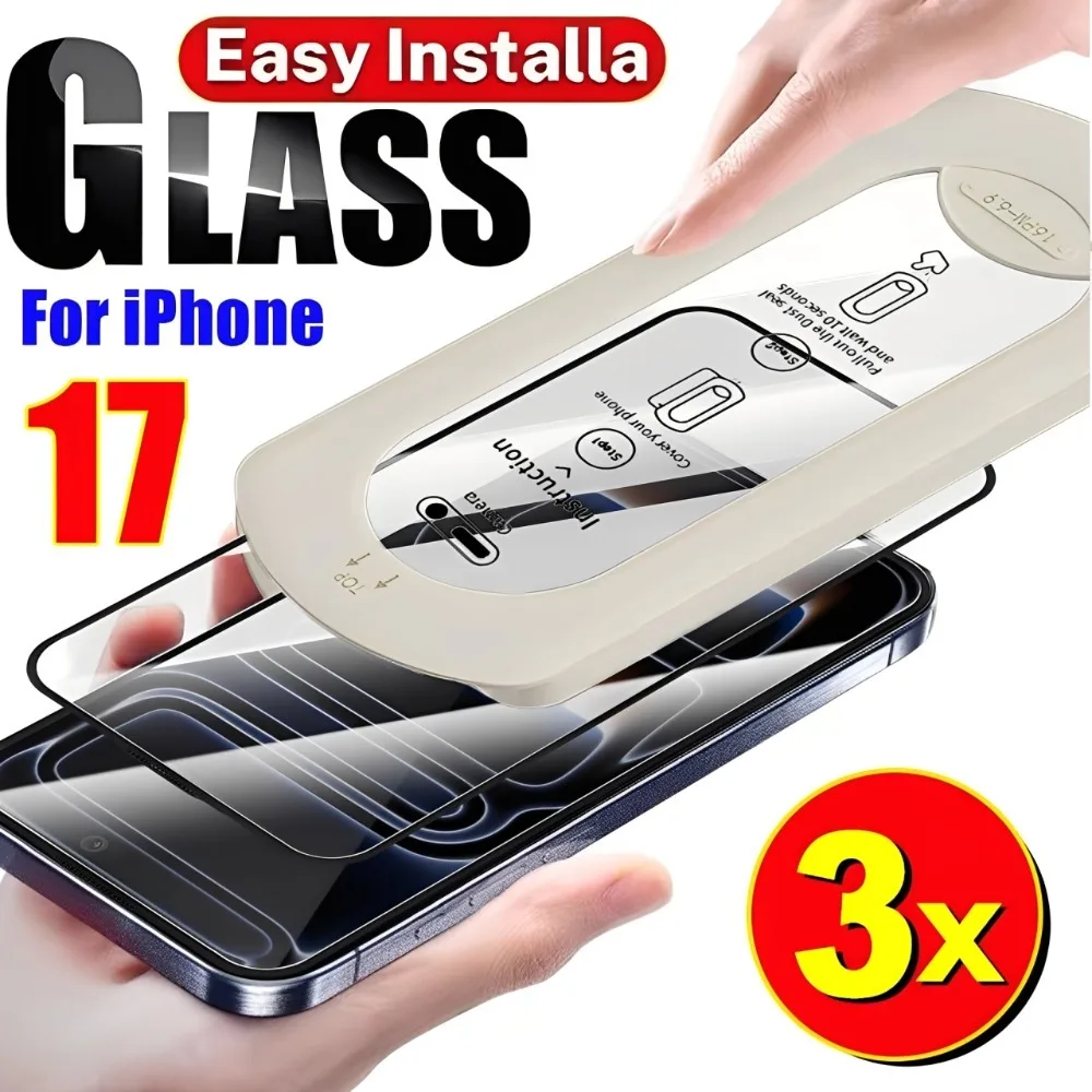 1/2/3 Uds. Protectores de pantalla de vidrio templado 9H con caja de instalación sin polvo para IPhone 17 Pro Max/17 Air/17 Pro/17 películas protectoras - imagen 2